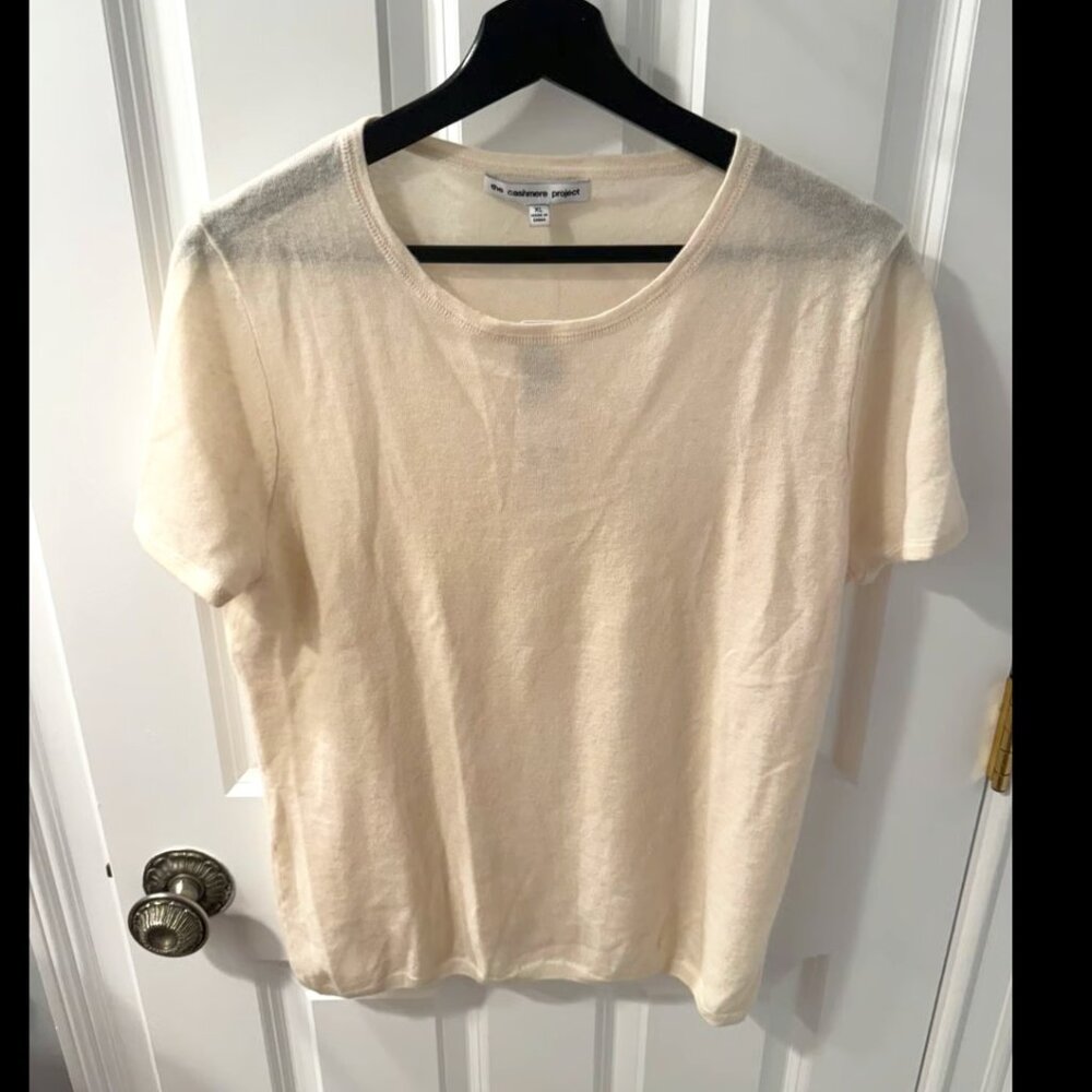 The Cashmere Project California Cashmere Short Sleeve Crew Frost White Size XL